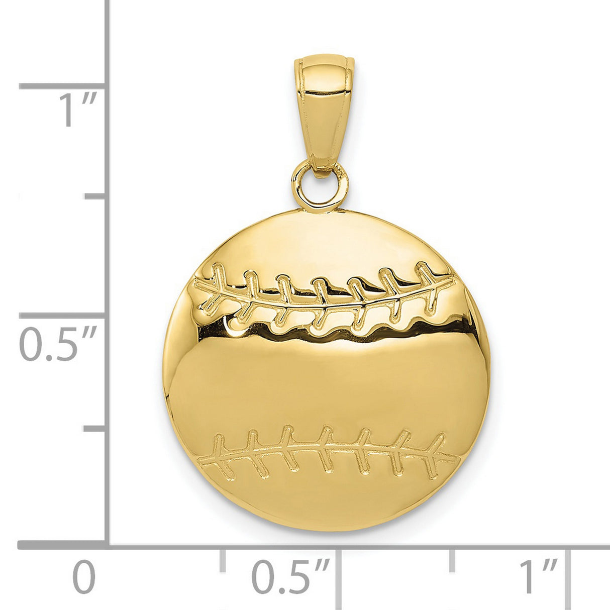 10k Yellow Gold Baseball Pendant with Embossed Stitching, Sports Charm for Men and Unisex