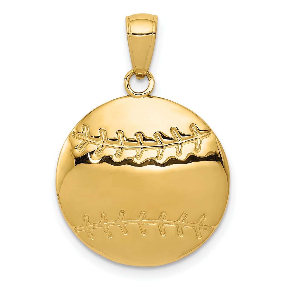 10k Yellow Gold Baseball Pendant with Embossed Stitching, Sports Charm for Men and Unisex