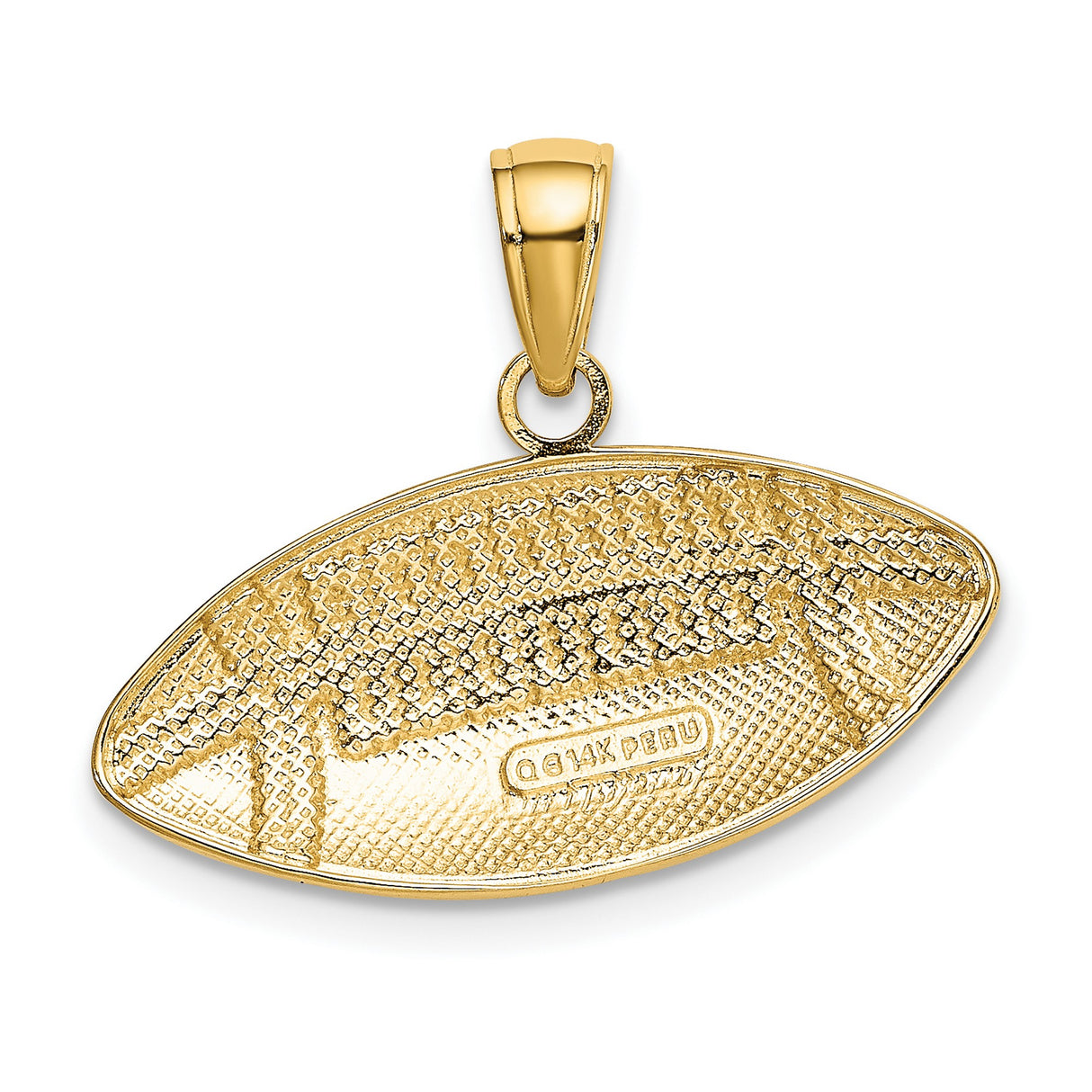 10k Yellow Gold Football Pendant, Textured Oval Sports Charm for Men or Unisex Wear
