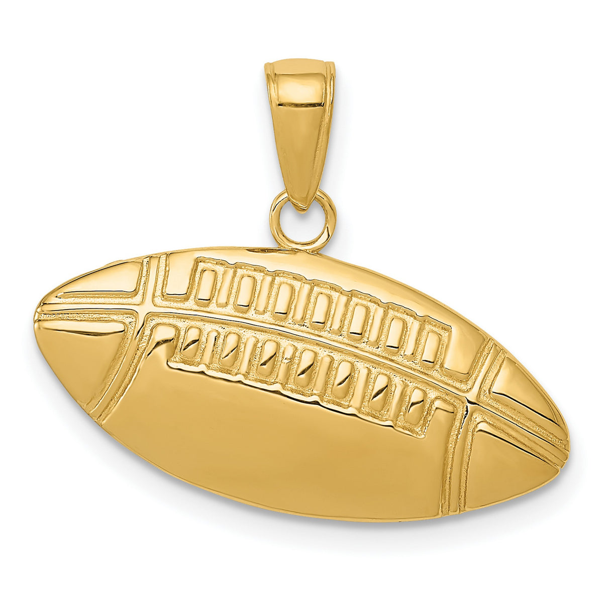 10k Yellow Gold Football Pendant, Textured Oval Sports Charm for Men or Unisex Wear