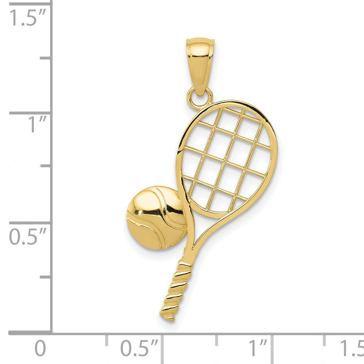 10k Yellow Gold Tennis Racket Pendant with Ball Detail, Sports Charm for Athletes and Fans