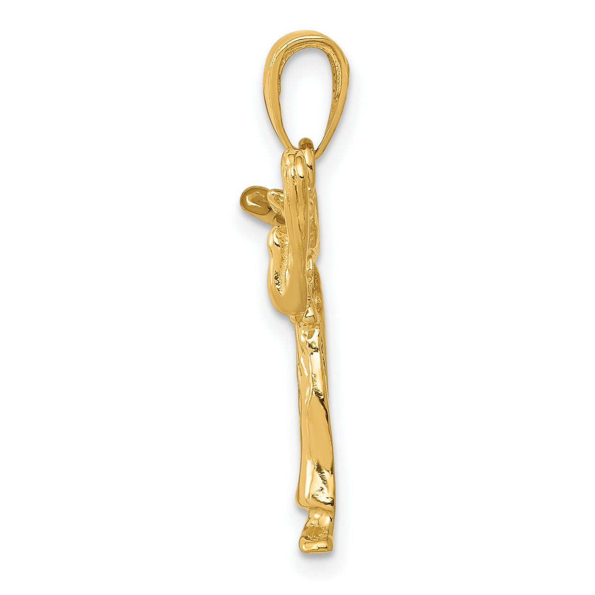 10k Yellow Gold Karate Pendant with High Kick Martial Arts Pose for Men and Women
