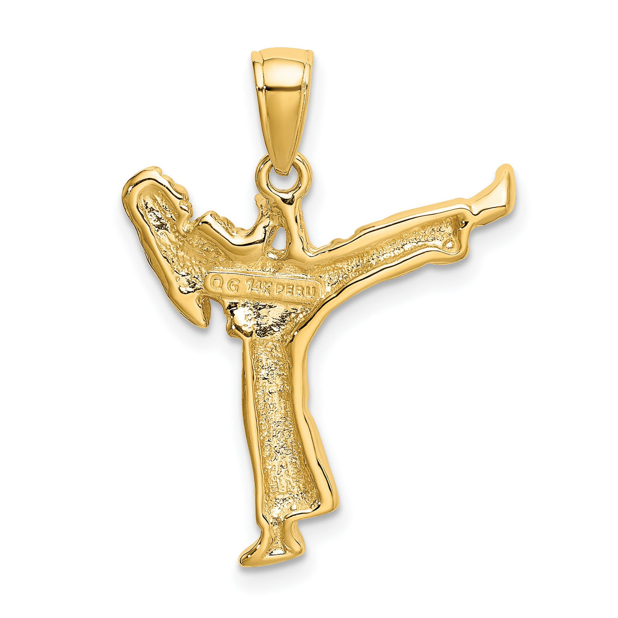 10k Yellow Gold Karate Pendant with High Kick Martial Arts Pose for Men and Women