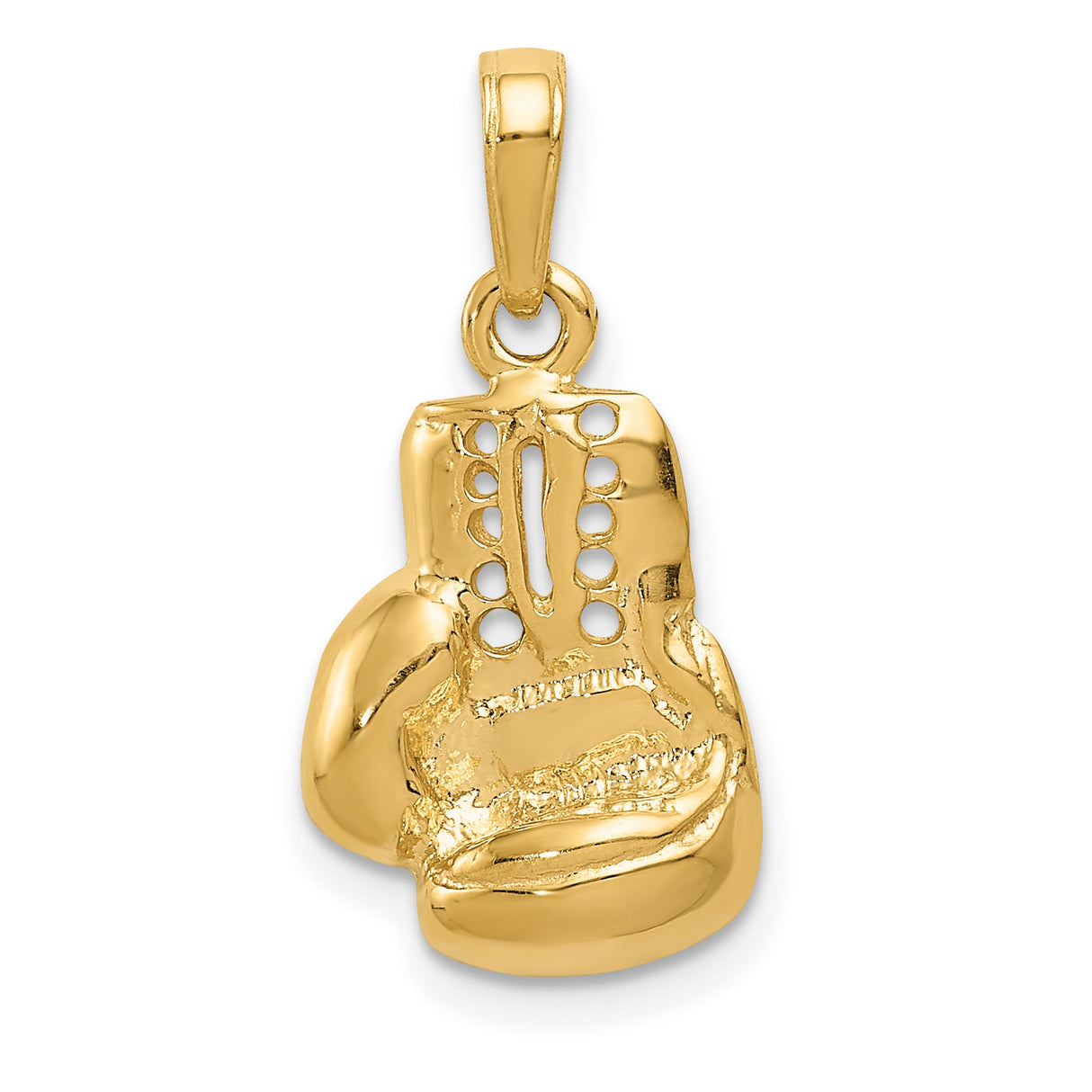 10k Yellow Gold Boxing Glove Pendant with Detailed Lacing, Sports Jewelry for Athletes and Fighters