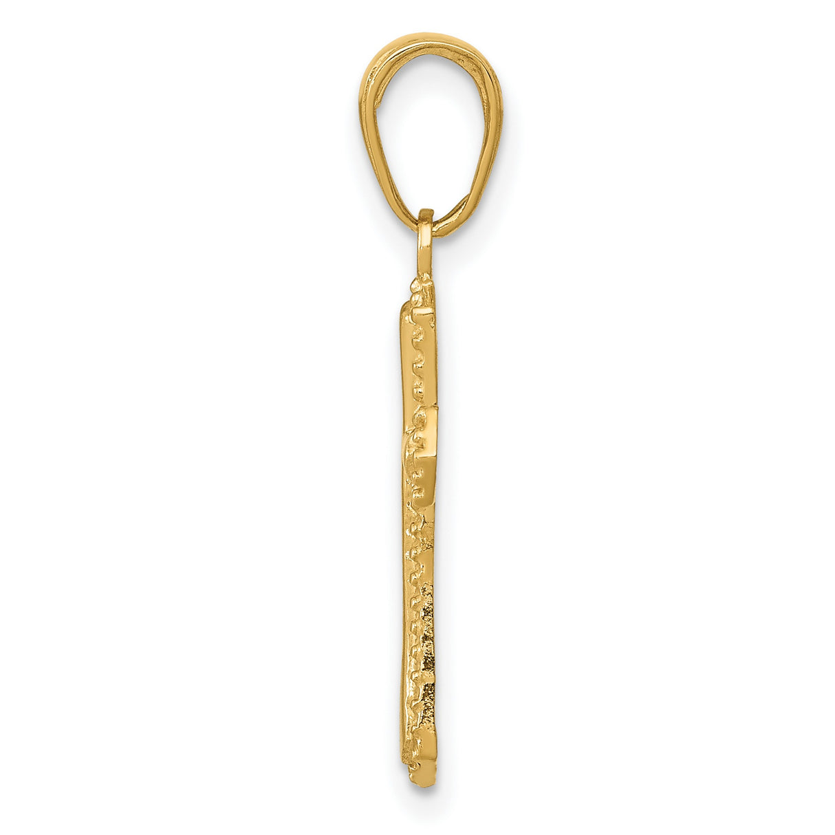 10k Yellow Gold Cross Pendant with Polished Finish, Beaded Religious Charm Design