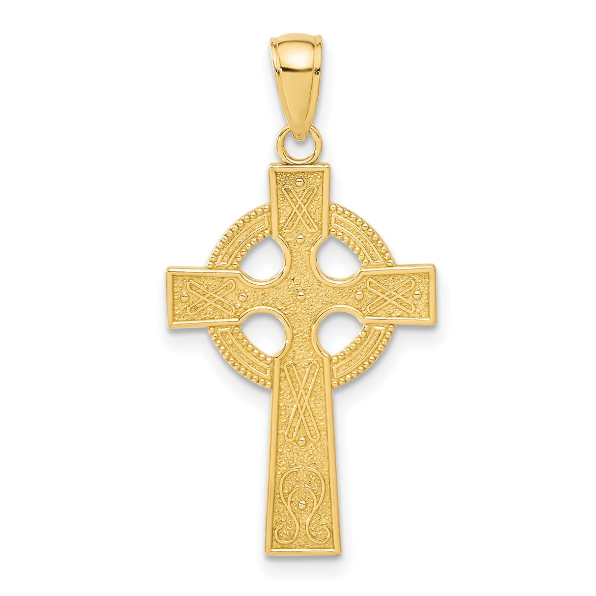10k Yellow Gold Celtic Cross Pendant with Interwoven Knot Design for Men and Women
