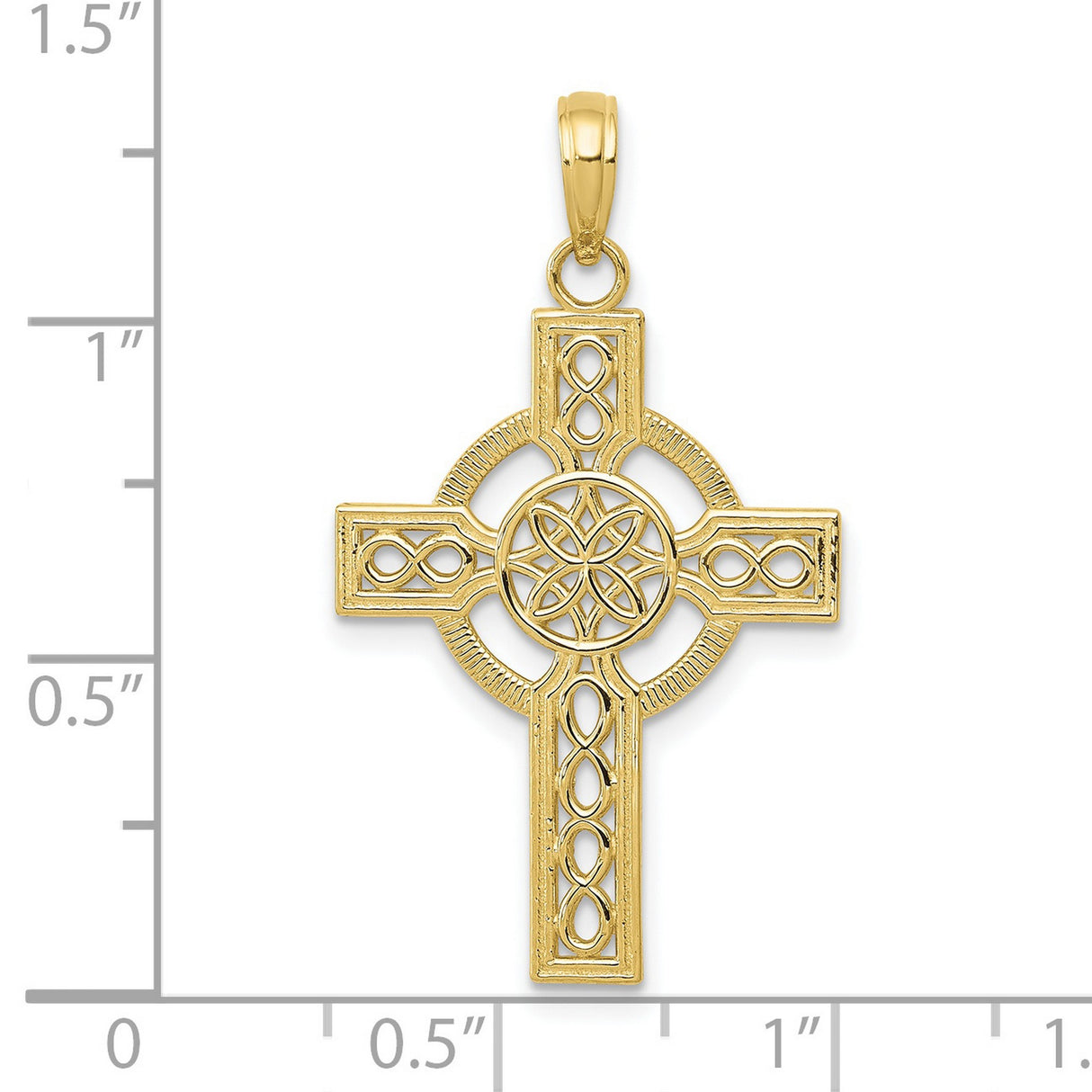10k Yellow Gold Celtic High Cross Pendant with Intricate Knotwork Design