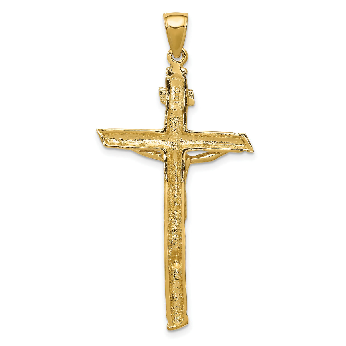10k Yellow Gold Crucifix Pendant with INRI Detailing, Catholic Cross Charm for Men and Women