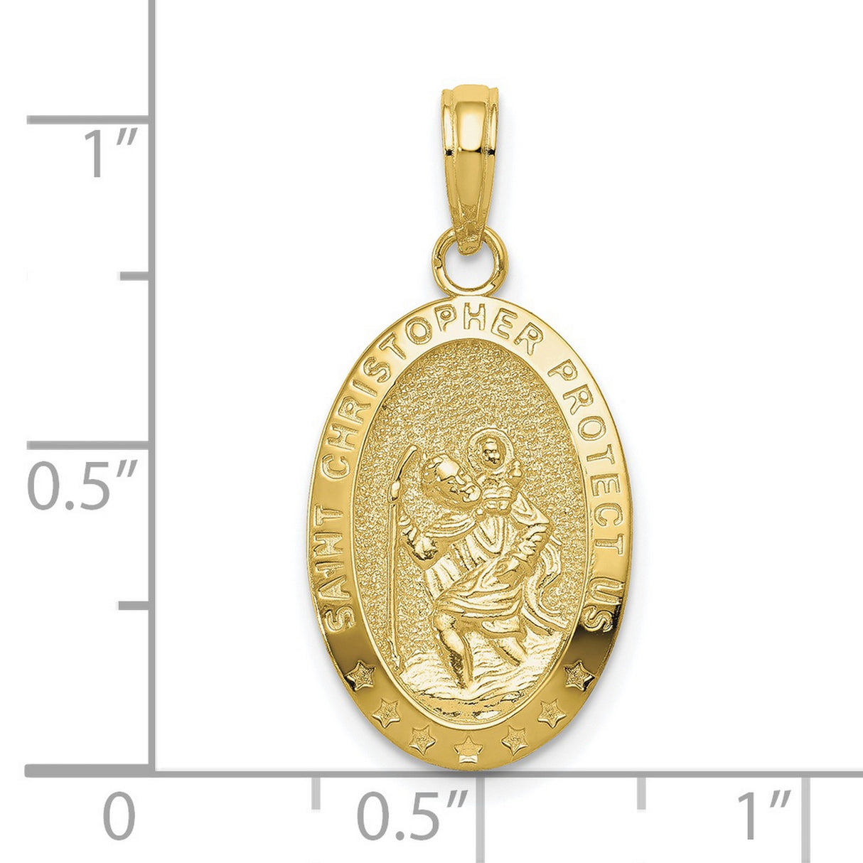 10k Yellow Gold Saint Christopher Medal Pendant, Travel Safety Religious Charm