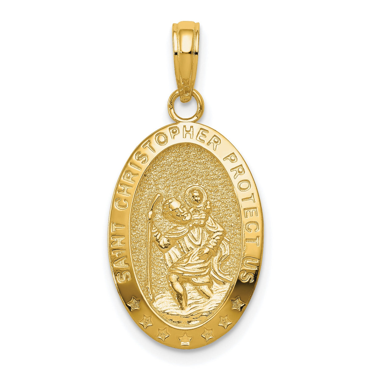 10k Yellow Gold Saint Christopher Medal Pendant, Travel Safety Religious Charm