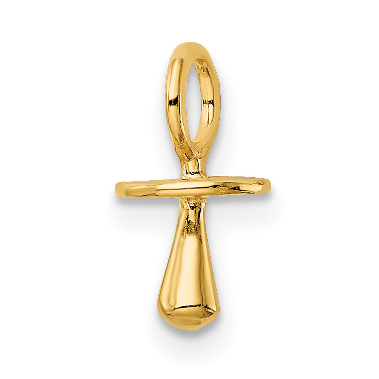 10k Yellow Gold Ankh Cross Pendant, Polished Egyptian Symbol of Eternal Life