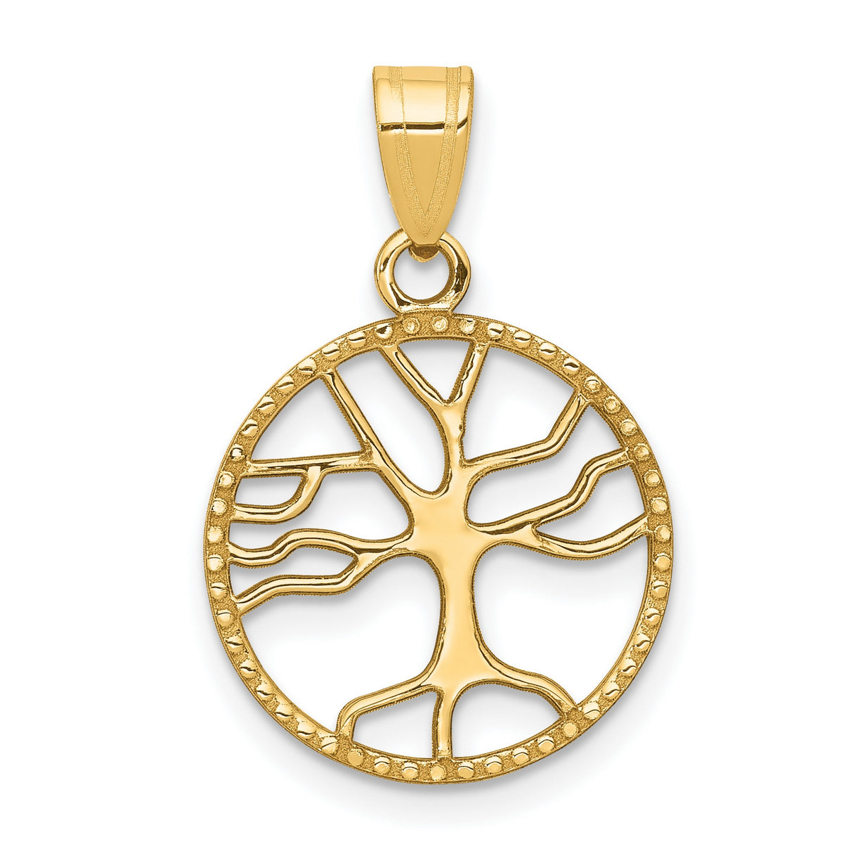 10k Yellow Gold Tree of Life Pendant with Detailed Openwork Design for Women or Unisex Wear