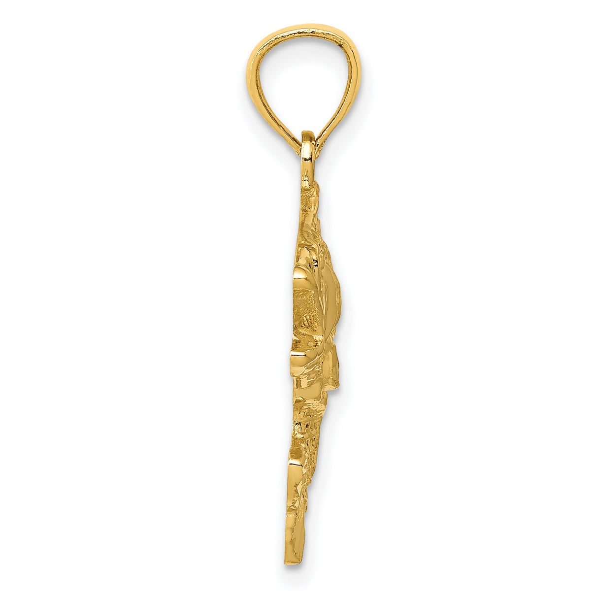 10k Yellow Gold Fish Pendant with Textured Scales, Jumping Bass Design for Anglers