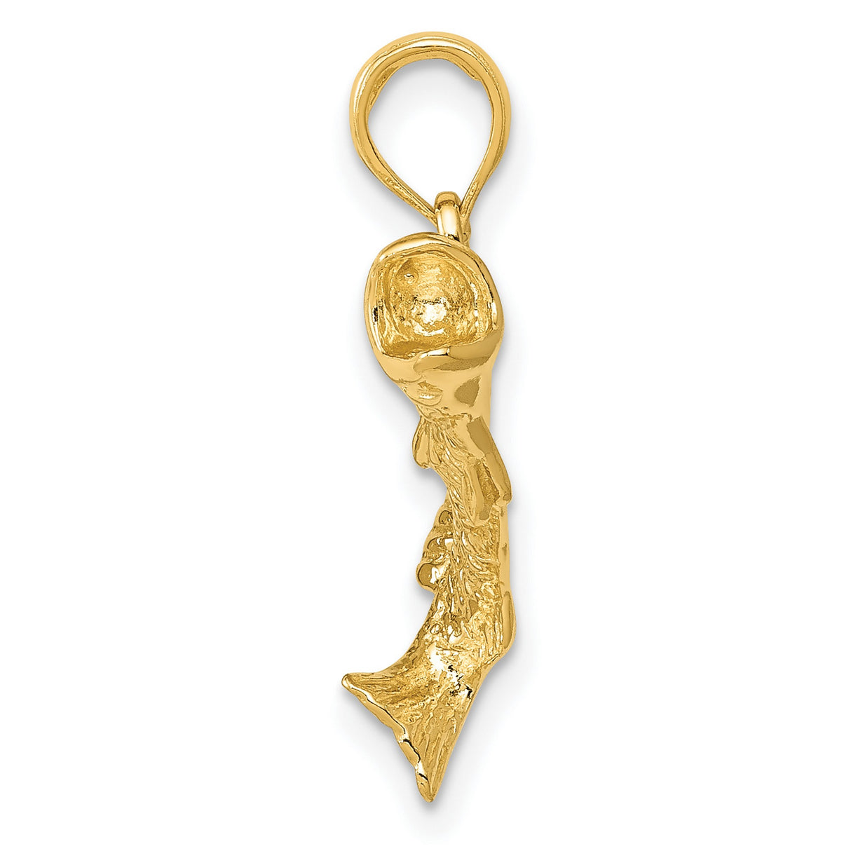 10k Yellow Gold Fish Pendant with Jumping Freshwater Bass Design, Outdoor and Nature Theme