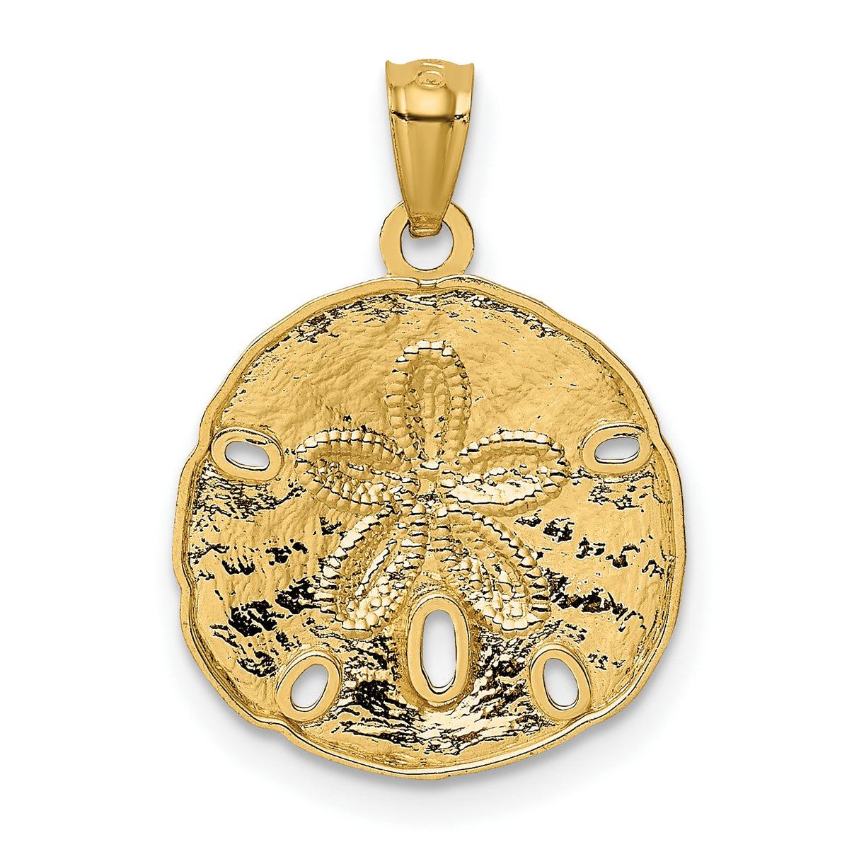 10k Yellow Gold Pendant, Sand Dollar Design, Ocean-Inspired Coastal Beach Jewelry for Women