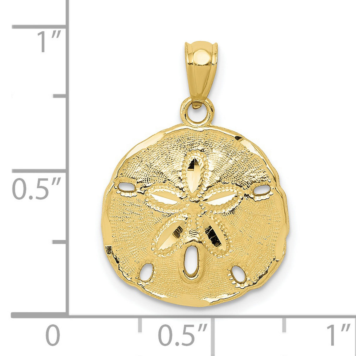 10k Yellow Gold Pendant, Sand Dollar Design, Ocean-Inspired Coastal Beach Jewelry for Women