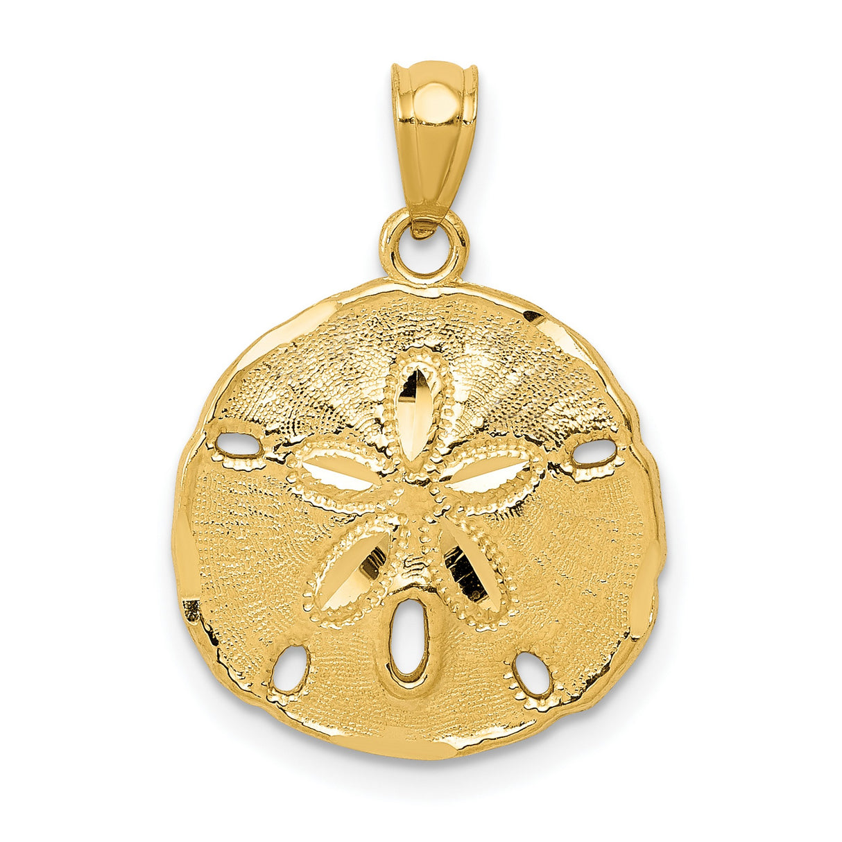10k Yellow Gold Pendant, Sand Dollar Design, Ocean-Inspired Coastal Beach Jewelry for Women