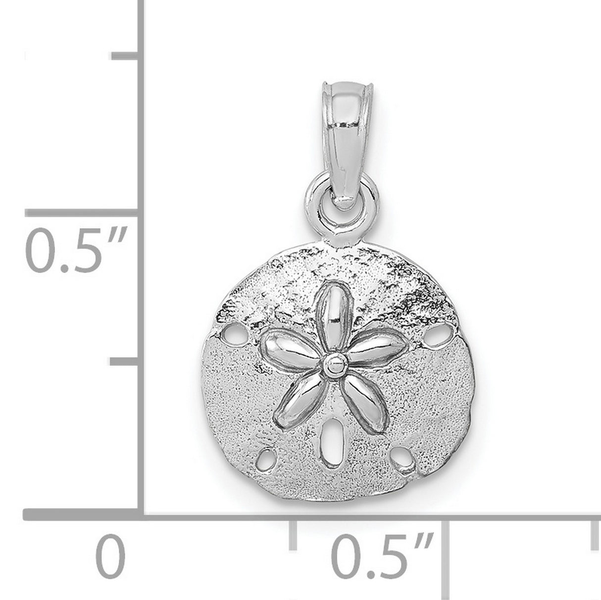 10k White Gold Sand Dollar Pendant with Textured Finish and Star Design
