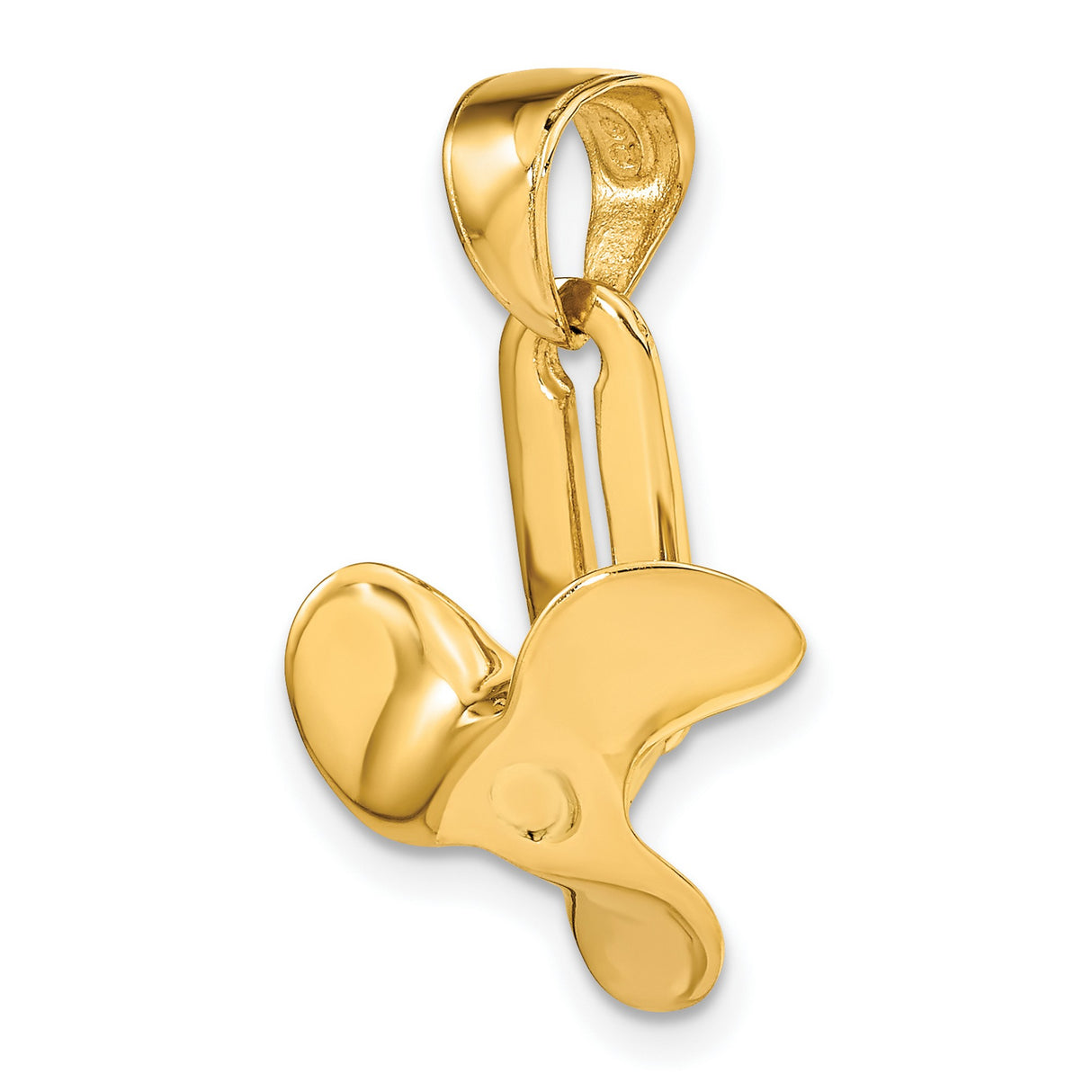 10k Yellow Gold Propeller Pendant, Movable Nautical Boat Charm for Men and Unisex Wear