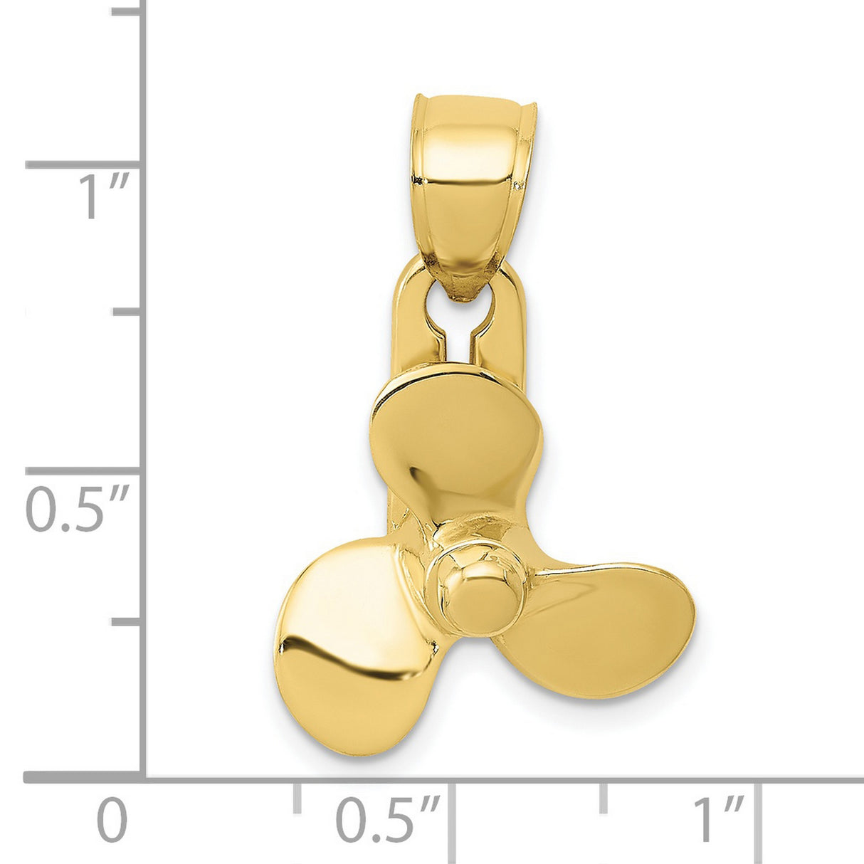10k Yellow Gold Propeller Pendant, Movable Nautical Boat Charm for Men and Unisex Wear