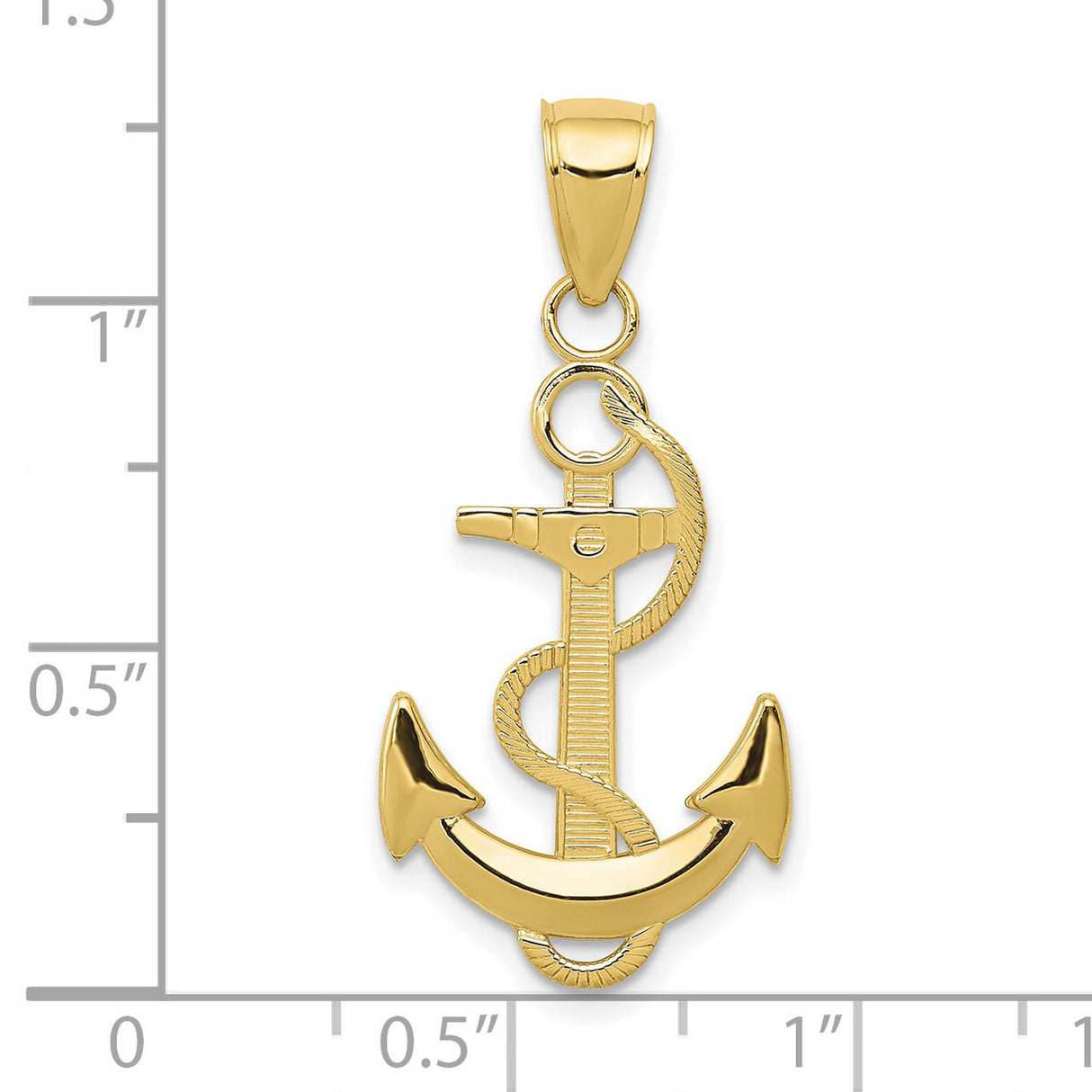 10k Yellow Gold Caduceus Anchor Pendant with Snake Medical Symbol for Nurses or Medics