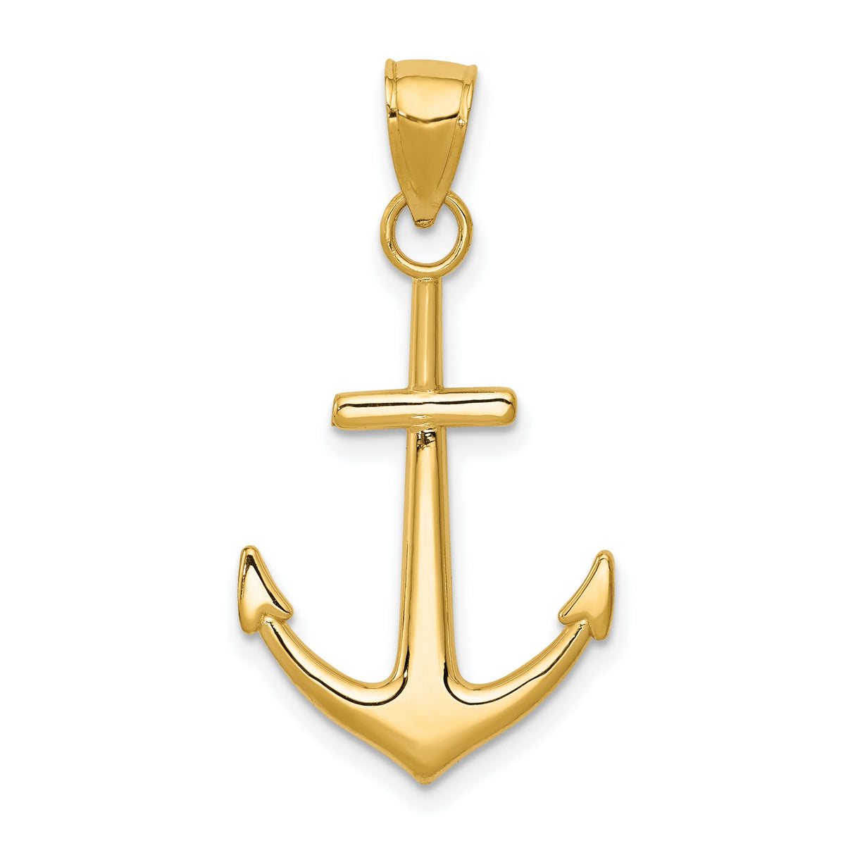 10k Yellow Gold Anchor Pendant, Nautical Charm Symbolizing Hope and Strength, Unisex Christian Jewelry