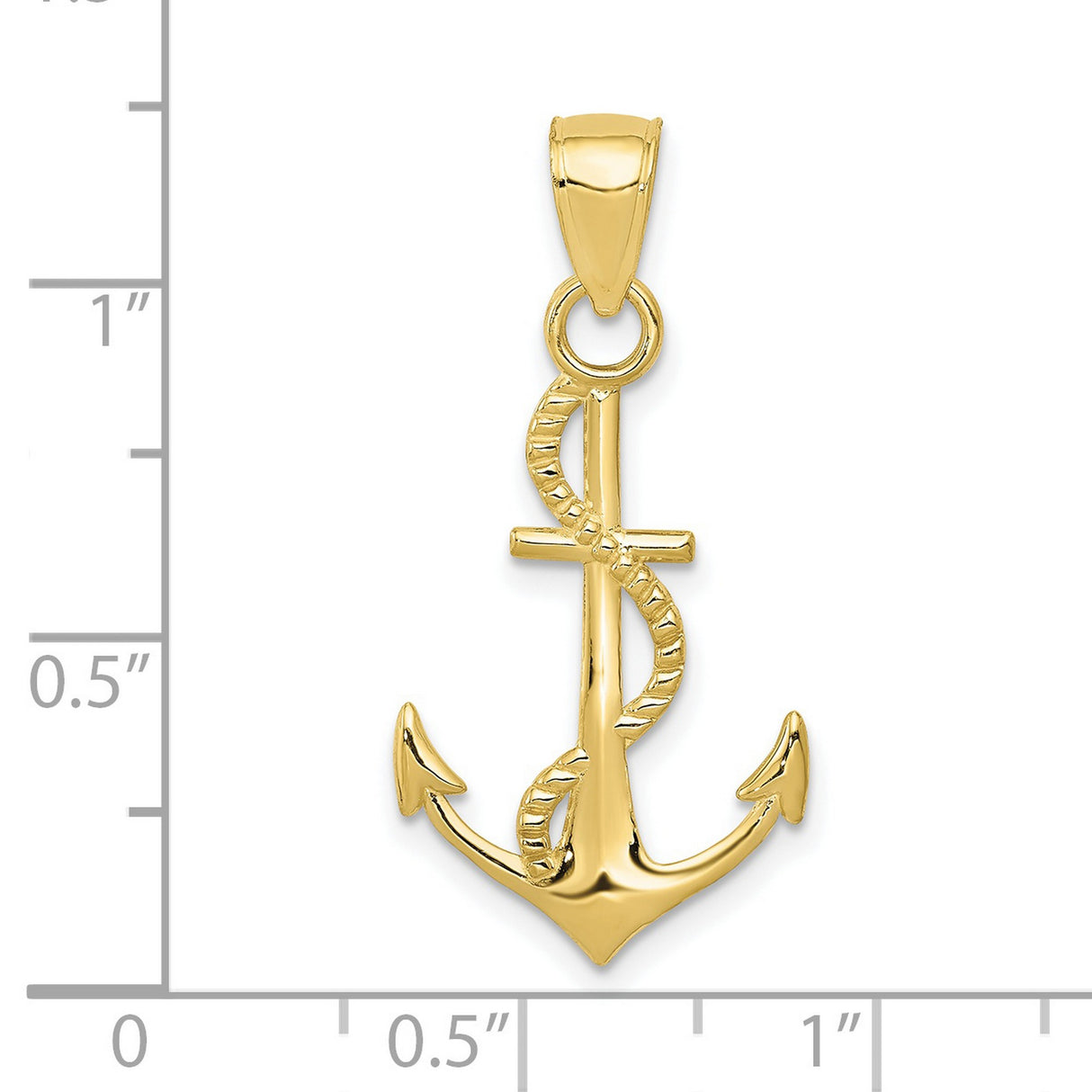 10k Yellow Gold Anchor Pendant with Rope Detail, Nautical Christian Jewelry