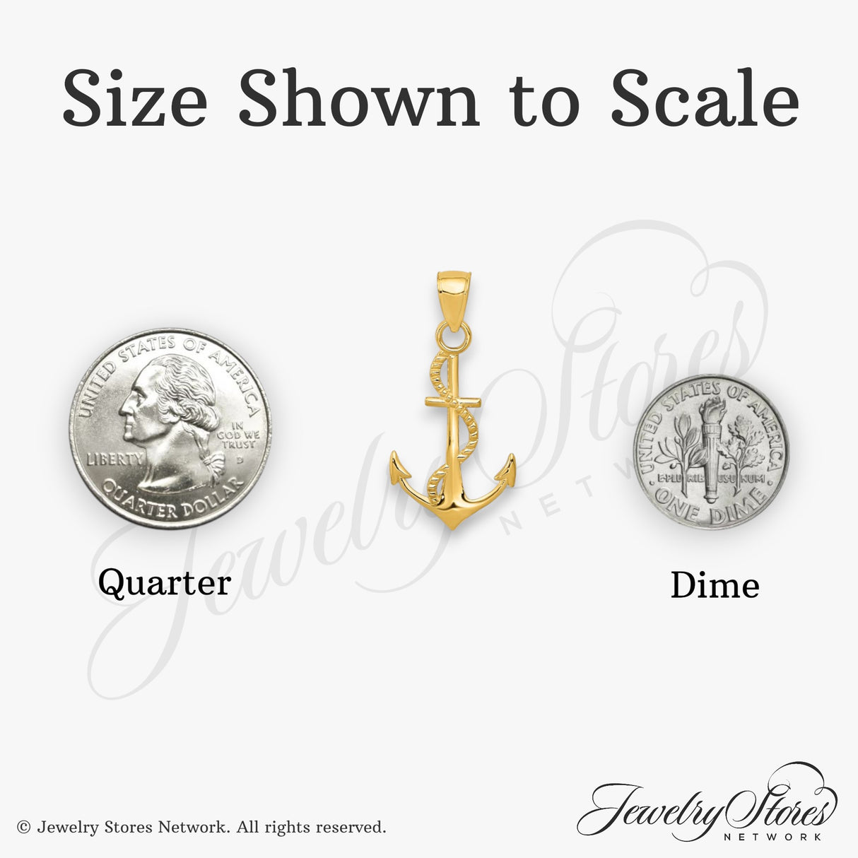 10k Yellow Gold Anchor Pendant with Rope Detail, Nautical Christian Jewelry