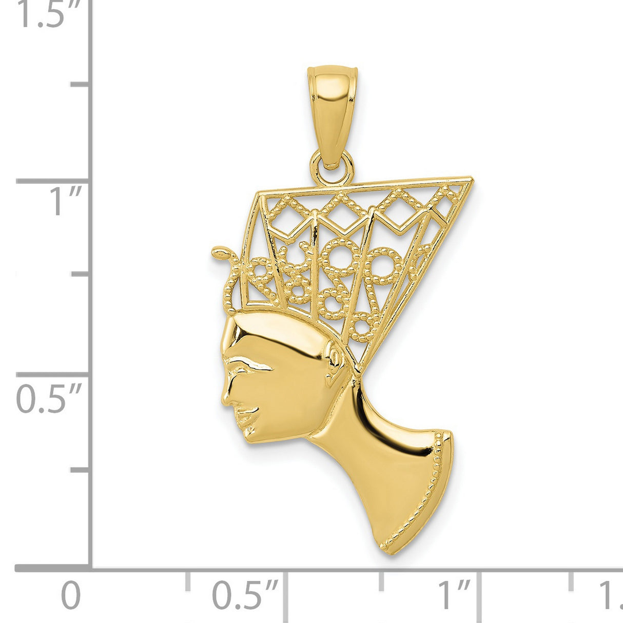 10k Yellow Gold Nefertiti Pendant with Openwork Crown, Afrocentric Cultural Jewelry