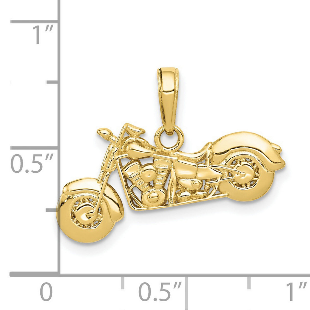 10k Yellow Gold Motorcycle Pendant, Detailed Chopper Bike Charm for Biker Jewelry Lovers