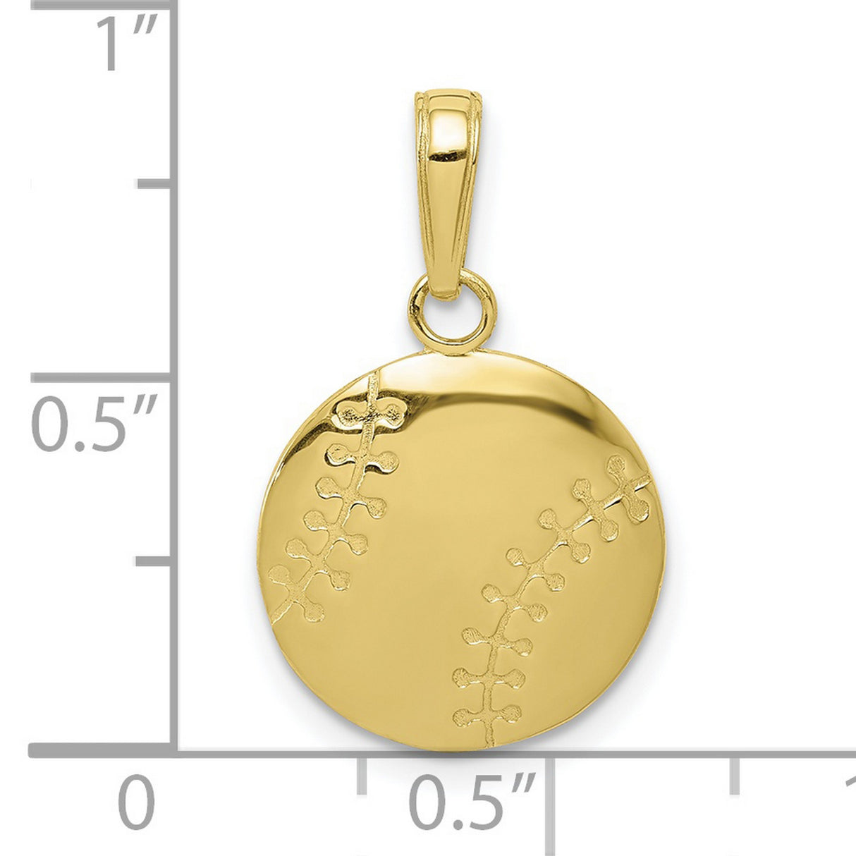 10k Yellow Gold Baseball Pendant with Detailed Stitching Design, Sports Theme Jewelry