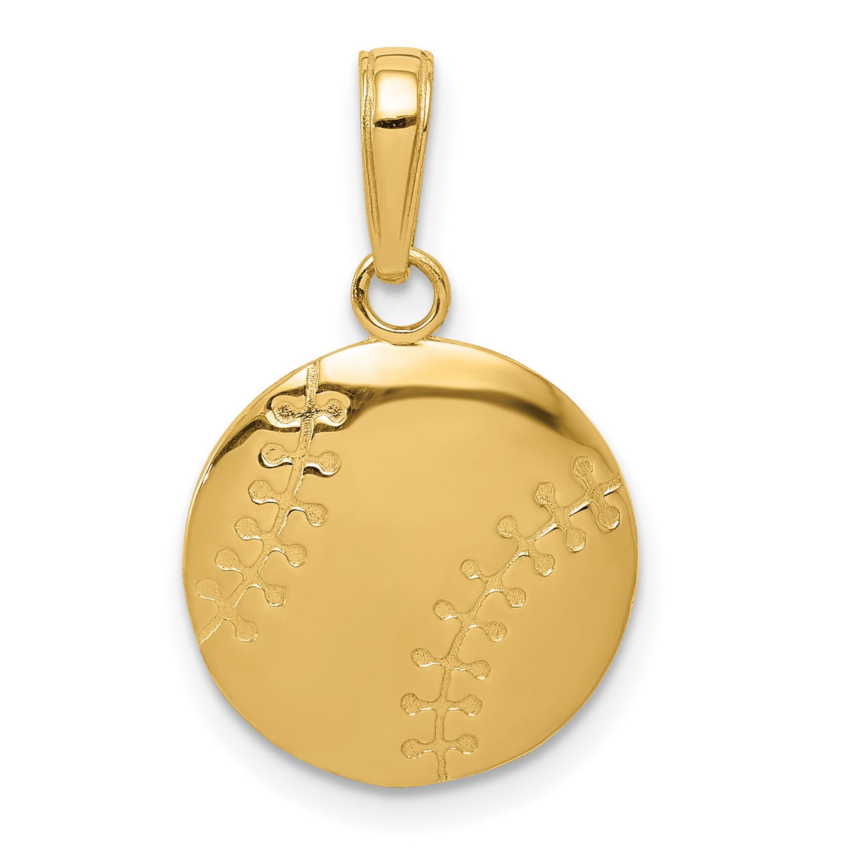 10k Yellow Gold Baseball Pendant with Detailed Stitching Design, Sports Theme Jewelry
