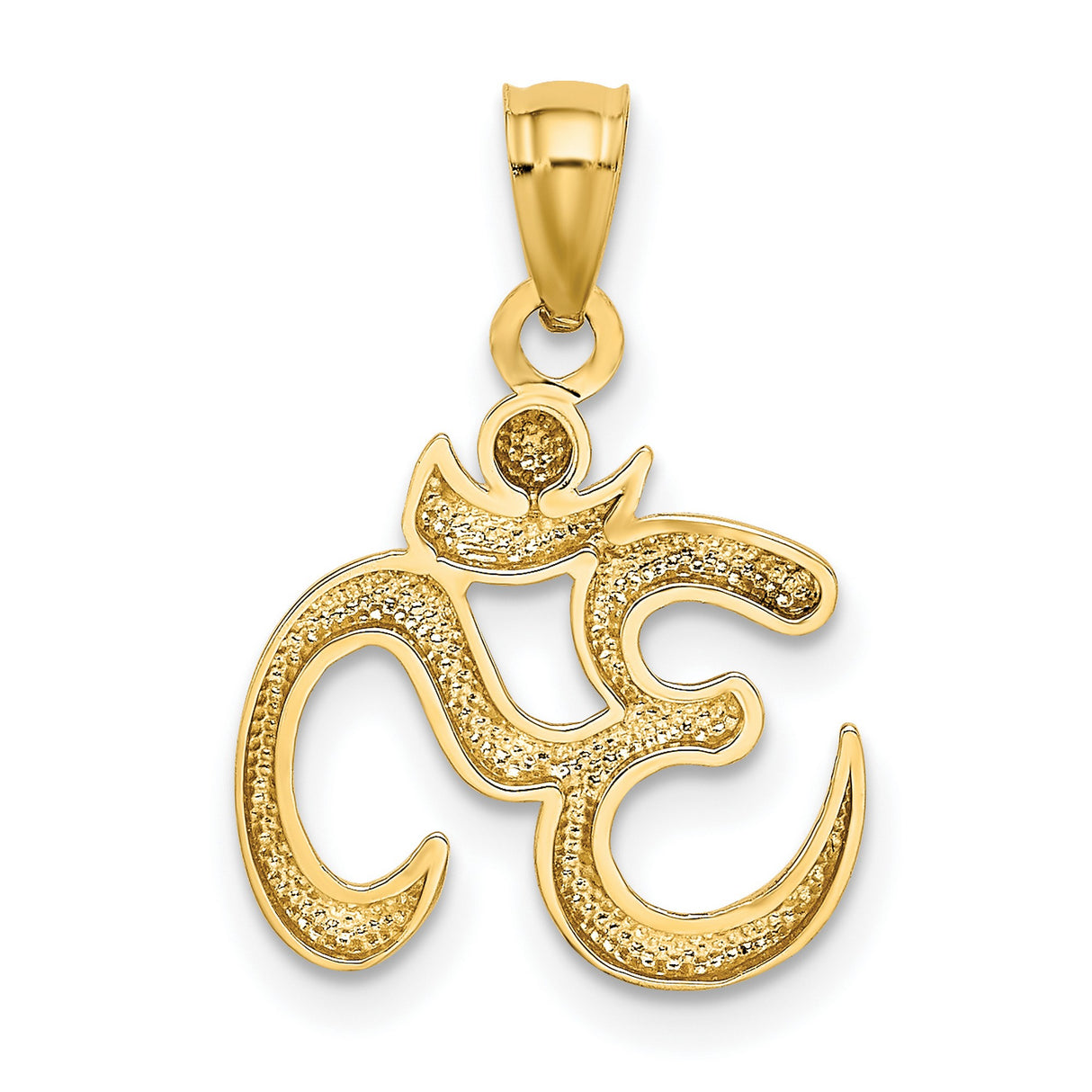 10k Yellow Gold Om Symbol Pendant, Hindu Spiritual Meditation Charm for Men or Women