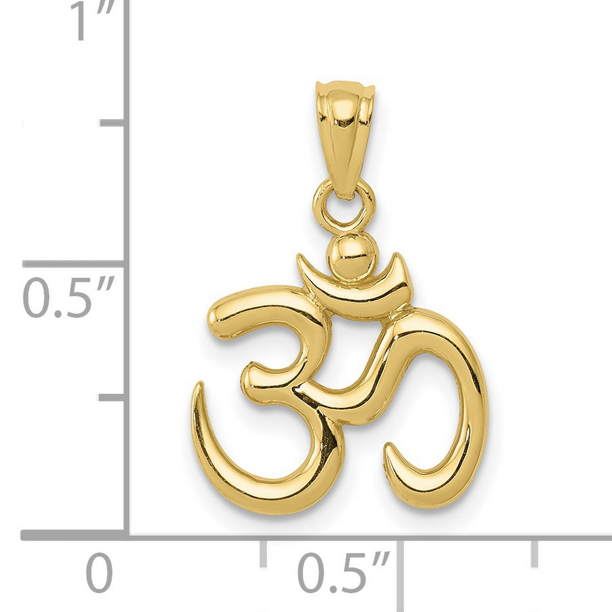 10k Yellow Gold Om Symbol Pendant, Hindu Spiritual Meditation Charm for Men or Women