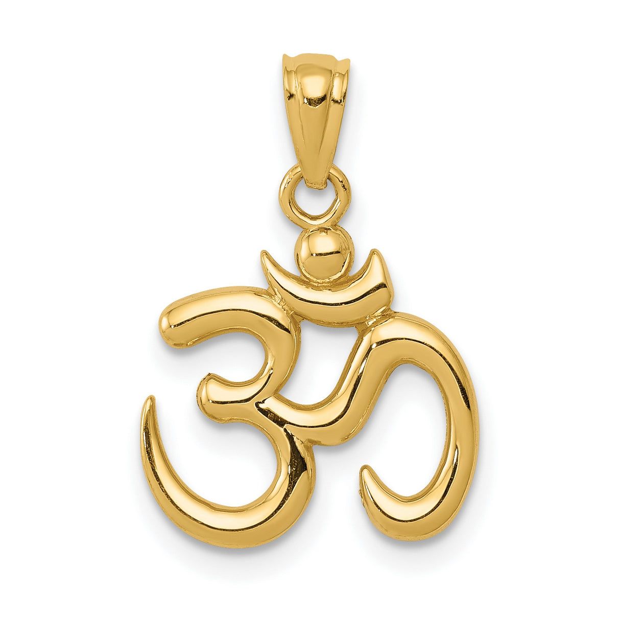 10k Yellow Gold Om Symbol Pendant, Hindu Spiritual Meditation Charm for Men or Women
