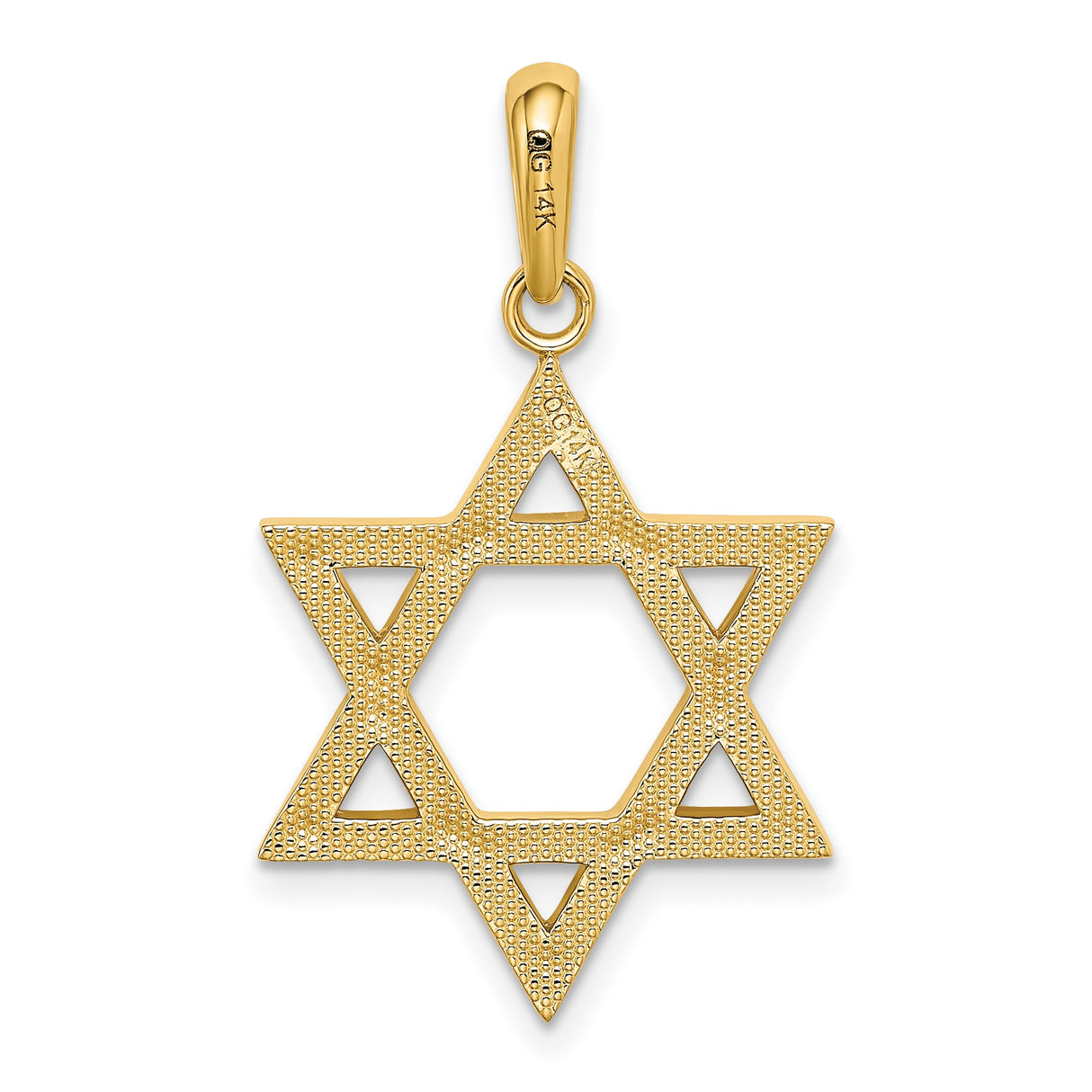 10k Yellow Gold Star of David Pendant, Polished Openwork Jewish Charm, Unisex Religious Jewelry