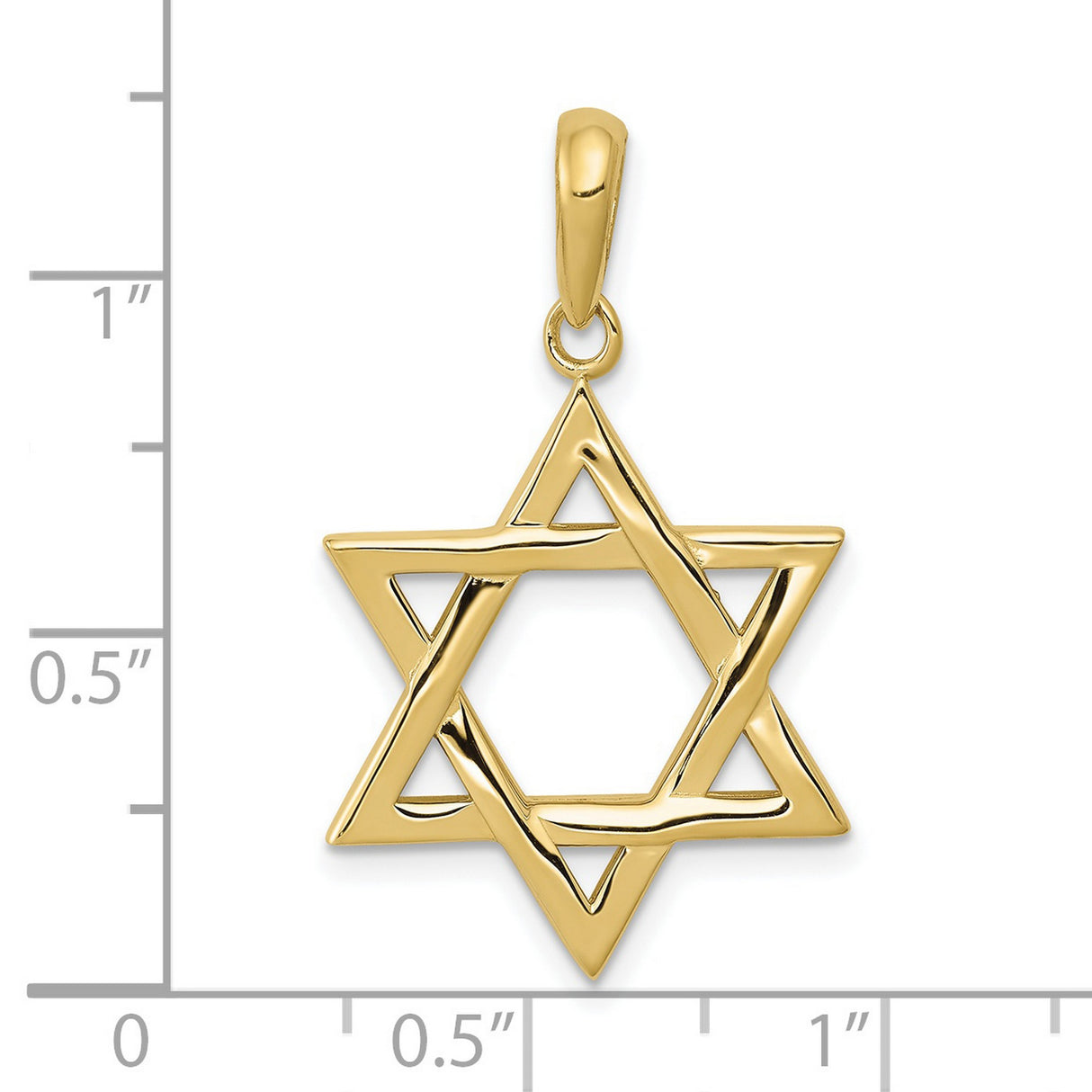10k Yellow Gold Star of David Pendant, Polished Openwork Jewish Charm, Unisex Religious Jewelry