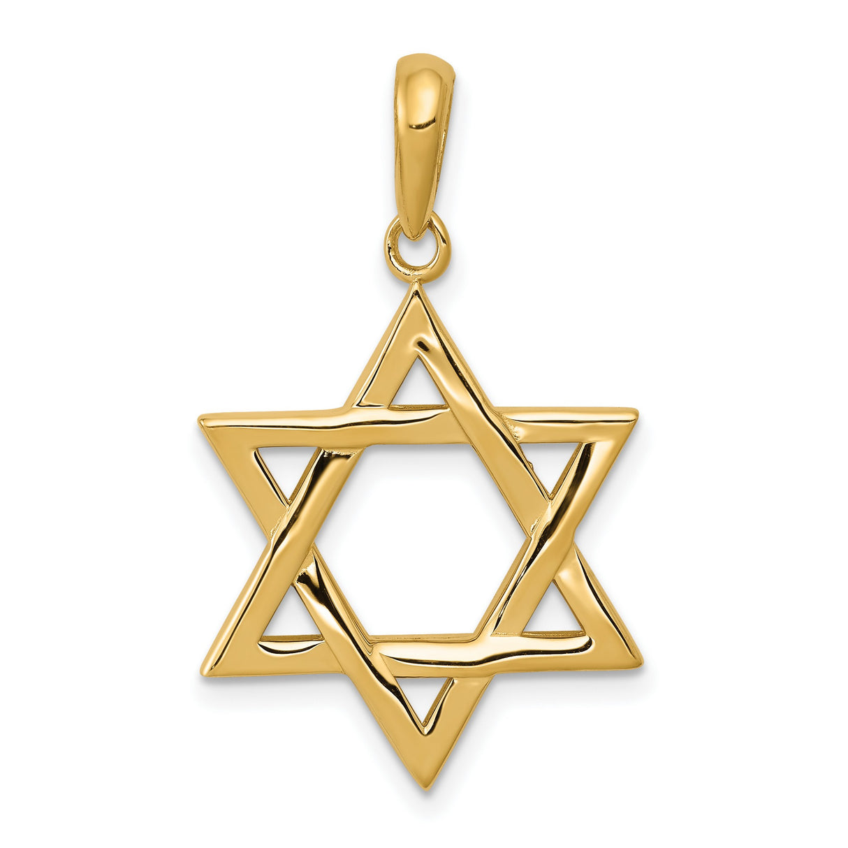 10k Yellow Gold Star of David Pendant, Polished Openwork Jewish Charm, Unisex Religious Jewelry