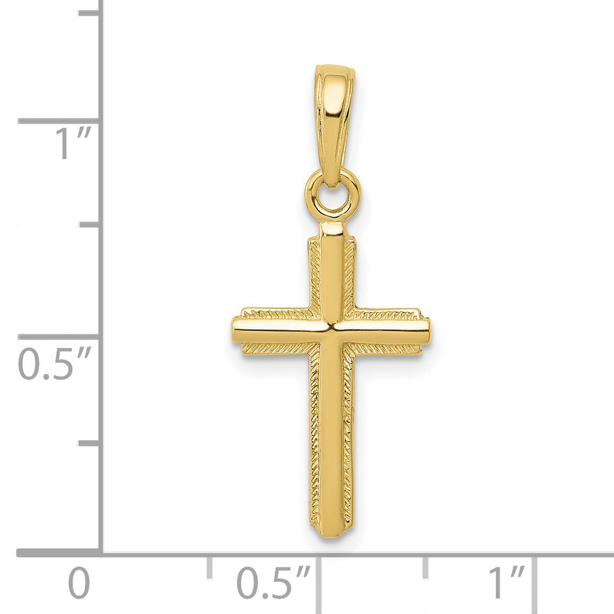 10k Yellow Gold Cross Pendant with Beveled Edge and Milgrain Detail, Latin Design for Men and Women