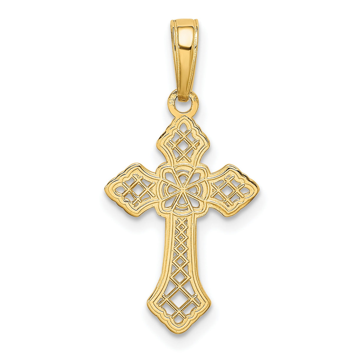 10k Yellow Gold Cross Pendant with Byzantine-Inspired Symmetric Design and Arrow Tip Detailing