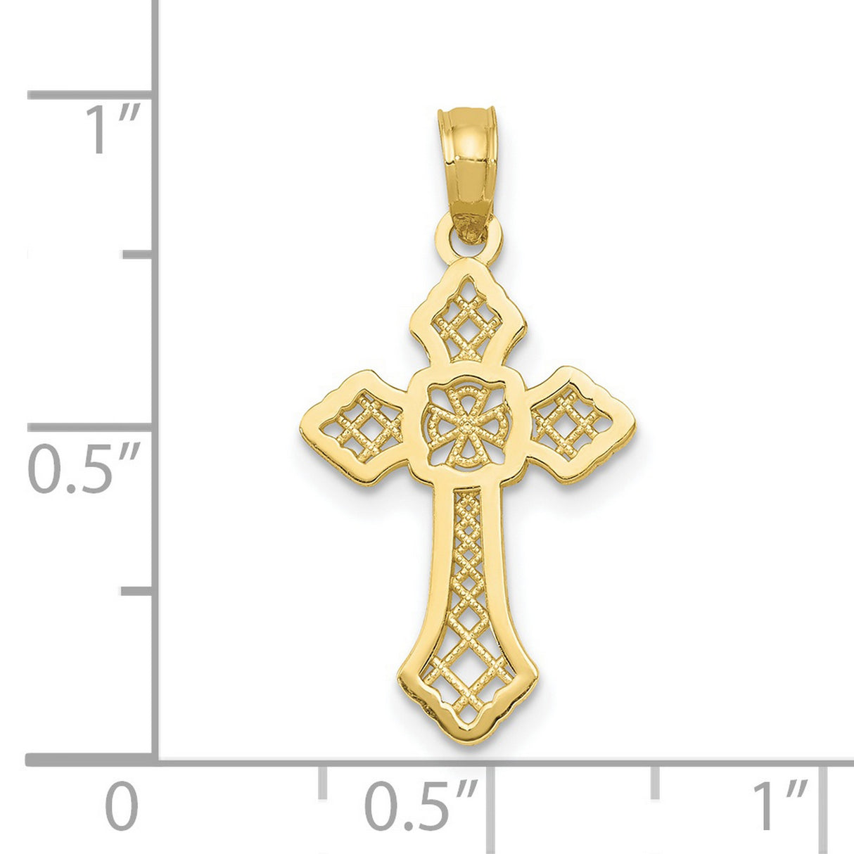 10k Yellow Gold Cross Pendant with Byzantine-Inspired Symmetric Design and Arrow Tip Detailing