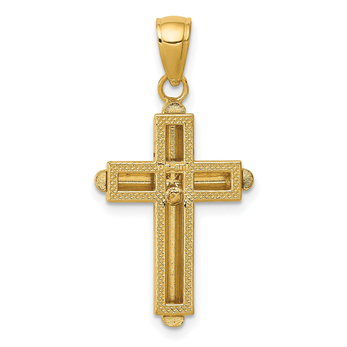 10k Yellow Gold Cross Pendant with Beveled Stick Design and Framed Minimalist Style