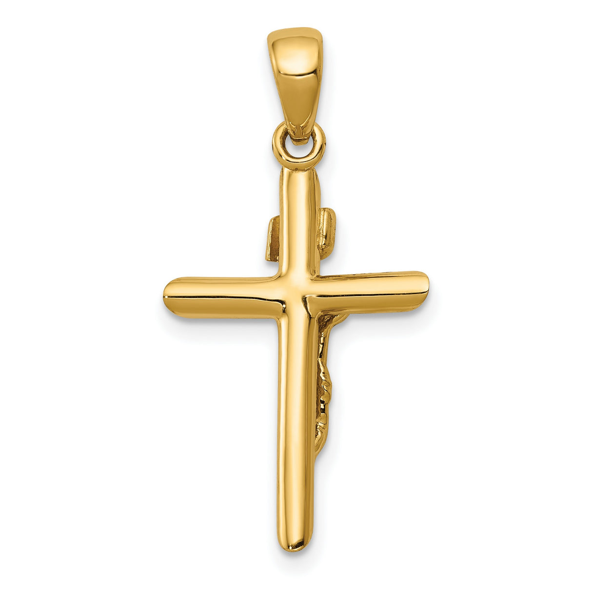 10k Yellow Gold Crucifix Cross Pendant with Sculpted Jesus Figure, Religious Charm
