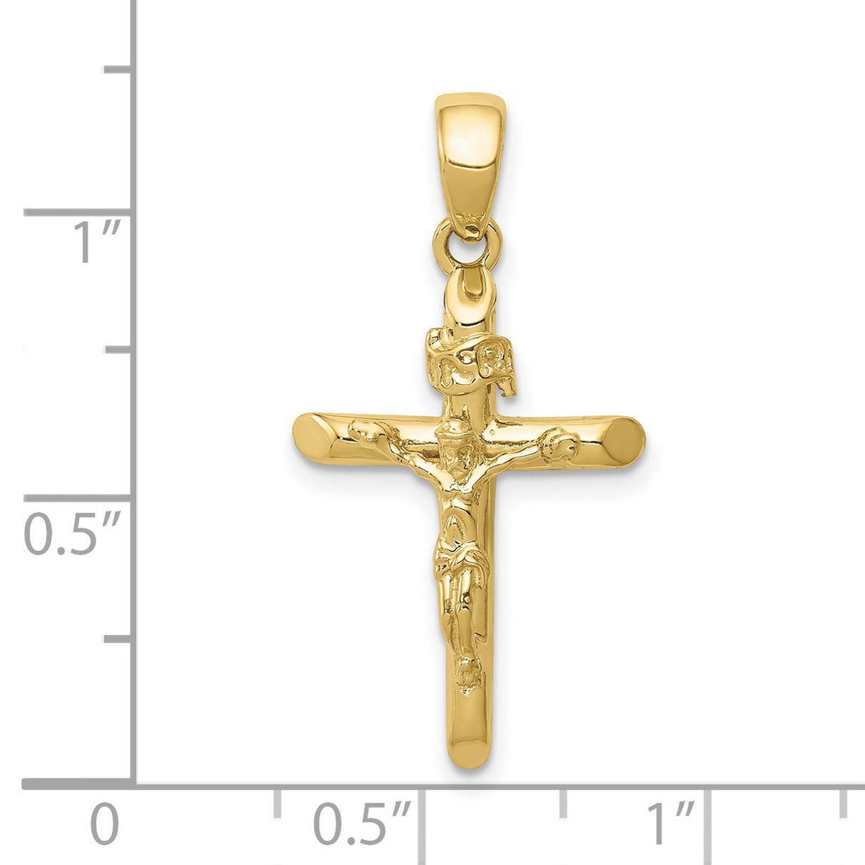 10k Yellow Gold Crucifix Cross Pendant with Sculpted Jesus Figure, Religious Charm