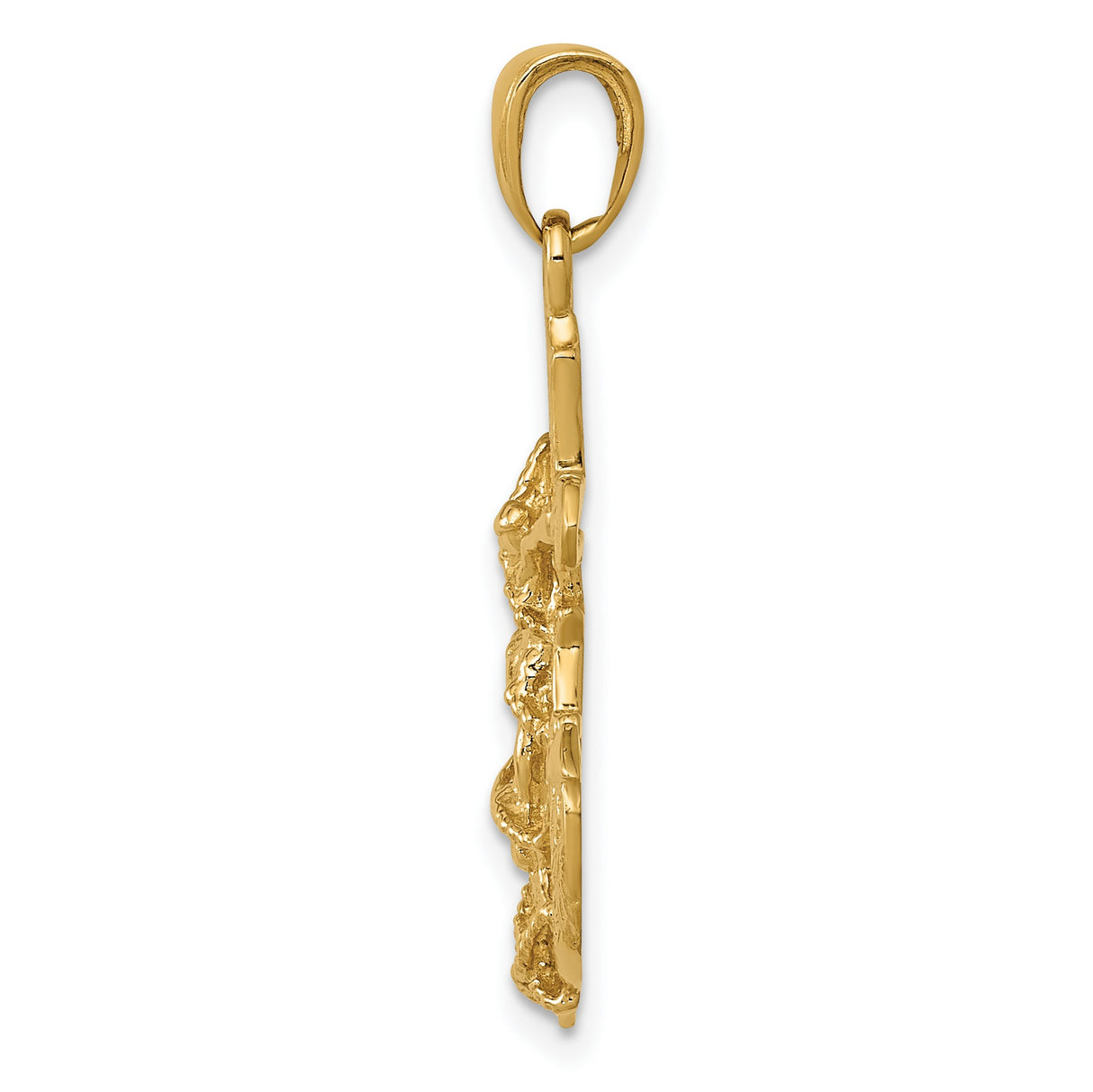 10k Yellow Gold Crucifix Anchor Cross Pendant with Rope Wheel Nautical Design