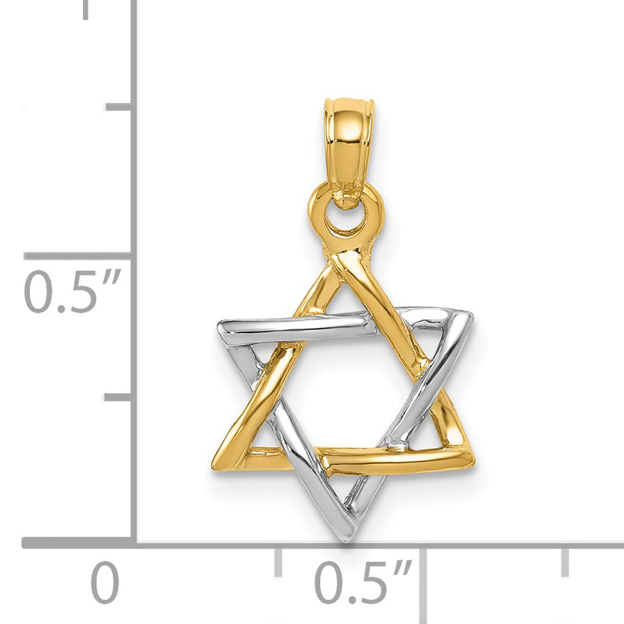 Polished Star of David Charm Pendant in Real 10k Multi-Tone Gold