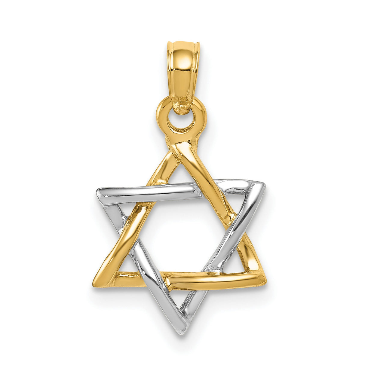 Polished Star of David Charm Pendant in Real 10k Multi-Tone Gold