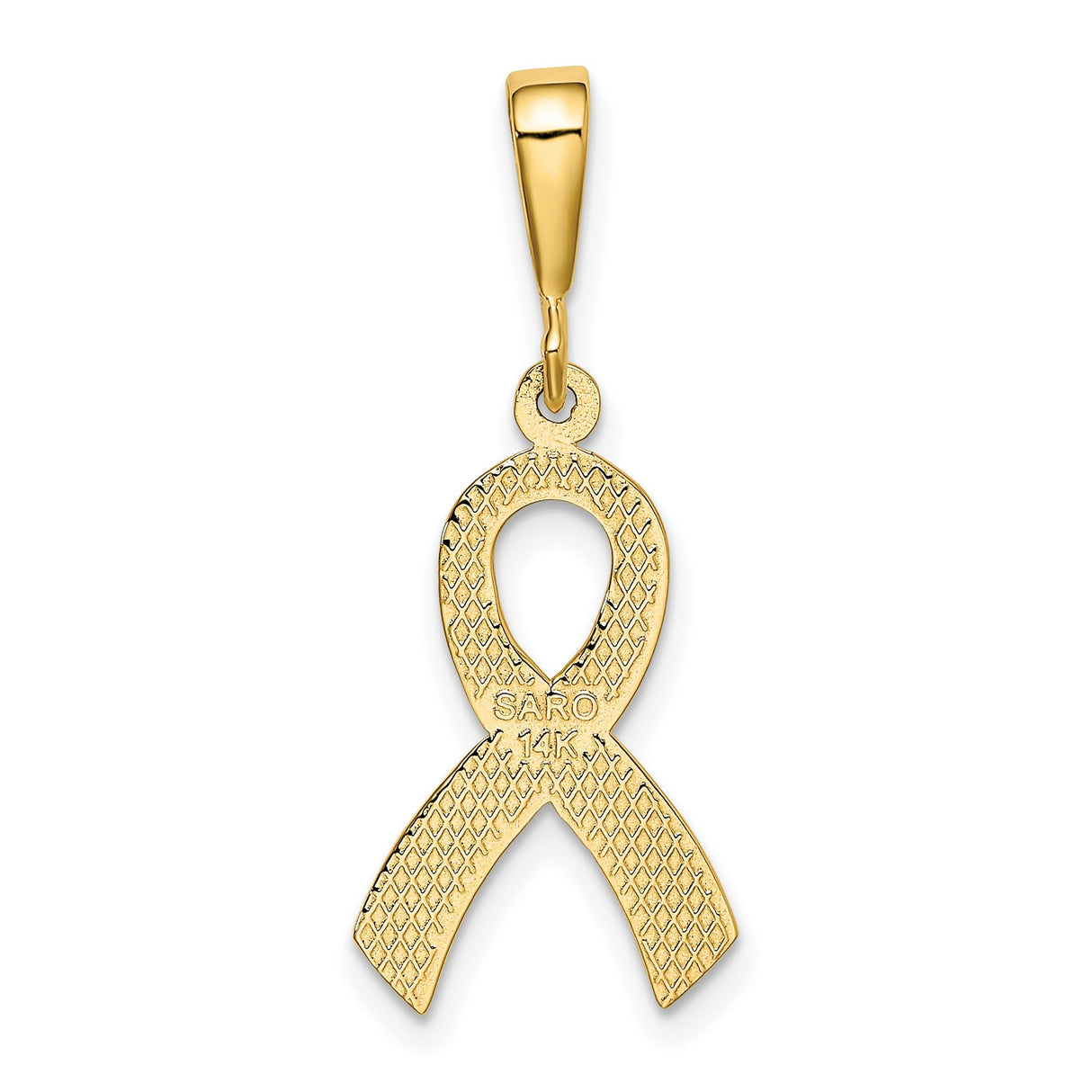 10k Yellow Gold Awareness Ribbon Pendant, Classic Looped Design for Support and Remembrance
