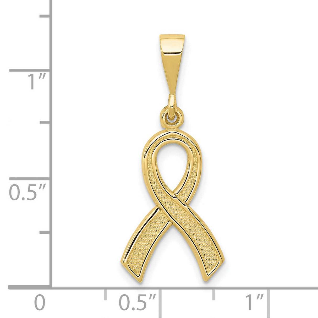 10k Yellow Gold Awareness Ribbon Pendant, Classic Looped Design for Support and Remembrance