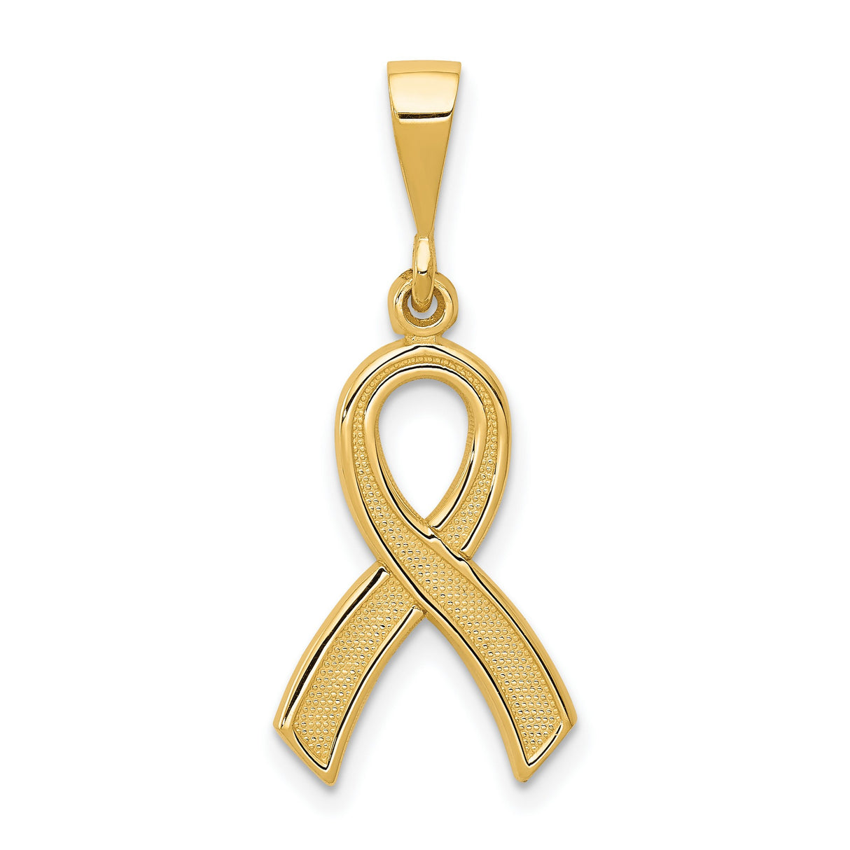 10k Yellow Gold Awareness Ribbon Pendant, Classic Looped Design for Support and Remembrance